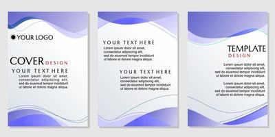 set of business cover templates. trendy and dynamic background with curved pattern. blue color design vector