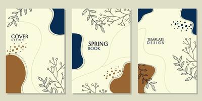 set of abstract floral vector covers. Hand drawn templates of leaves and catalog backgrounds, websites, books, fabrics