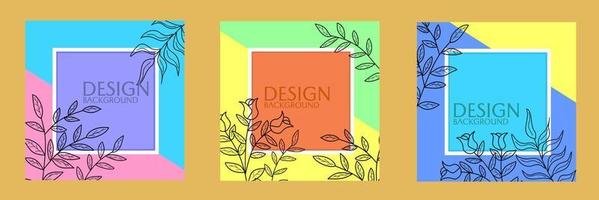 feed design set for square size posts. colorful abstract background for cute and modern social media design. vector