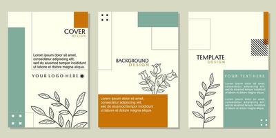 modern and natural cover template with hand drawn leaf elements. abstract background design for presentations, catalogs, brochures vector