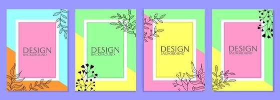 set of cover frame templates. abstract colorful background with hand drawn leaf elements. designs for covers, catalogs, vector