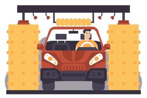 Automatic Car Wash machine Flat illustration vector