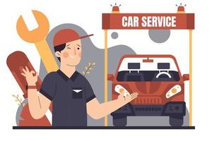 Car Repair Services Flat Illustration vector