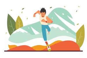 un hombre corriendo ilustración plana al aire libre vector