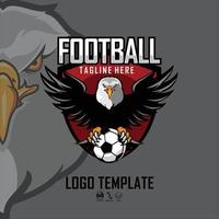 plantilla de logotipo de eagle foot ball con fondo gris vector