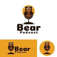 Bear podcast art illustration vector