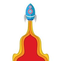 Paper cut. Go to galaxy and spaceships vector