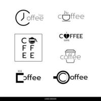 Set of coffee collection on white background. black and white logo design vector