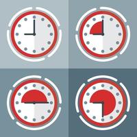 reloj analógico con diseño de 15 30 y 45 minutos vector gratis