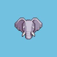 Flexible Editable vector elephant head pixel art for game development, graphic design, website assets and more.