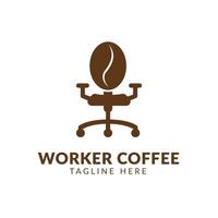 logotipo único para café, plantilla de vector de logotipo de café de trabajador, café de silla