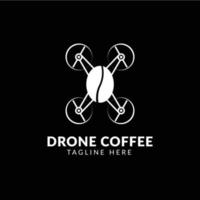 plantilla de logotipo de cafetería de drones, drone vectorial con icono de café. ilustración de vector plano simple y moderna para sitio web o aplicación móvil. aislado en blanco