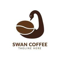 plantilla de logotipo de café y cisne, icono, símbolo, vector de diseños de icono de logotipo de café de cisne, un logotipo único que es creativo mínimo moderno