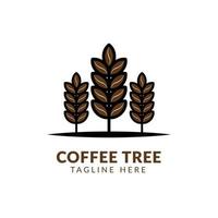 plantilla de diseño de logotipo de café de árbol, árbol de café gráfico dibujado a mano con granos. ilustración vectorial para etiquetas, paquetes, diseño de logotipos. vector