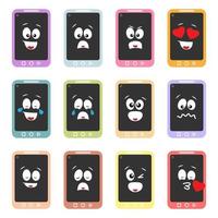 Various kind of emotions in smartphone shape. Suitable for web, emoji, illustration, etc