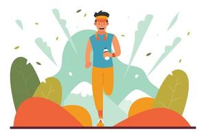 Fun Running Morning Flat illustration vector