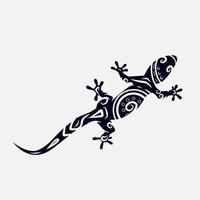 Lizard Asian Indonesian ethnic line art logo. Colorful gecko tribal design with dark background. Abstract vector illustration. Isolated with navy background for t-shirt, poster, clothing, apparel.