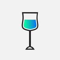 Blue juice glass minimalist logo. Simple vector design. Isolated with soft background.