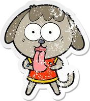 distressed sticker of a cute cartoon dog vector