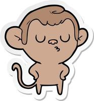 sticker of a cartoon monkey vector