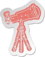 distressed old sticker of a large telescope vector