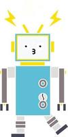 flat color retro cartoon robot vector