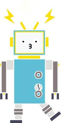 flat color retro cartoon robot