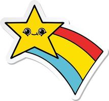 sticker of a cute cartoon shooting rainbow star vector