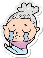 sticker of a cartoon crying woman vector