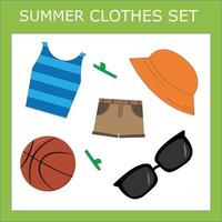 Children's seasonal clothes. Season of clothing for  summer. vector