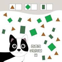 How many figures game with dog. Preschool worksheet, kids worksheet, printable worksheet vector