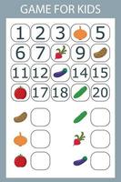 The task is to write in the lost numbers from 1 to 20. Educational exercises for preschool children vector