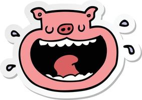 sticker of a cartoon obnoxious pig vector