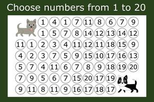 conecta los números del 1 al 20 en el orden correcto y recorre el laberinto vector