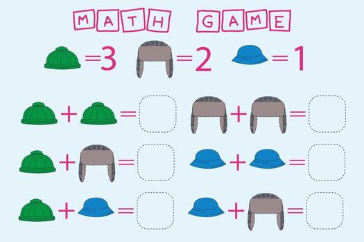 worksheet vector design, task to calculate the answer and connect to the correct number. Logic game for children.