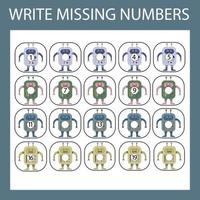 The task is to write in the lost numbers from 1 to 20. Educational exercises for preschool children vector