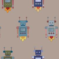 Funny pattern with robots. Baby background. vector