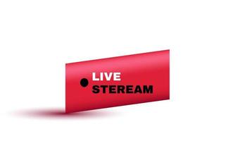 unique realistic red  live play video streaming vector 3d icon design isolated on