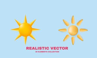 diseño de icono 3d de verano realista único vector dos sol realista aislado en