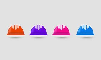 unique 3d realistic helmet set  icon vector colorful isolated on