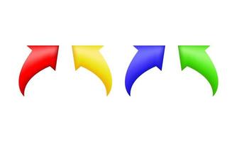 unique 3d set four arrow shiny rising icon colorful isolated on vector