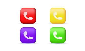 unique 3d set four phone icon colorful isolated on vector