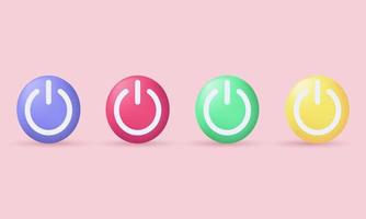 unique 3d realistic set off power icon colorful isolated on vector