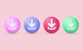 unique 3d realistic set icon design download colorful isolated on vector