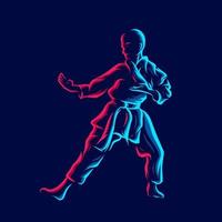 Ilustración de vector de silueta de técnica de lucha. logotipo moderno y sencillo para karate, judo y artes marciales. ilustración vectorial abstracta. fondo negro aislado para camiseta.
