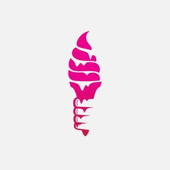 Ice cream minimalist logo. Simple negative space vector design. Isolated with soft background.
