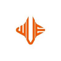 diseño creativo del logotipo de la letra wue con gráfico vectorial vector