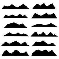 conjunto de siluetas de montañas sobre el fondo blanco. ilustración vectorial vector