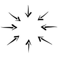 hand drawn Radial lines element. doodle Abstract radiating irregular lines. vector