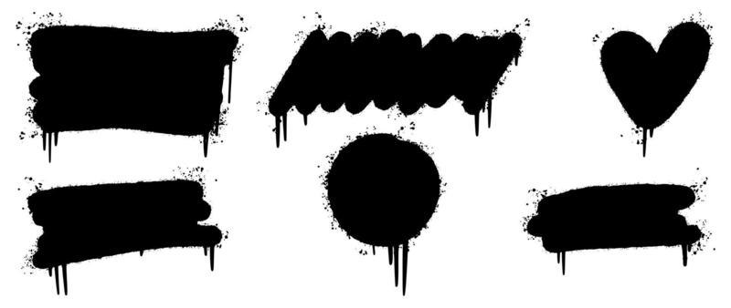 Set of graffiti Spray painted lines and grunge dots isolated on white background. vector illustration.